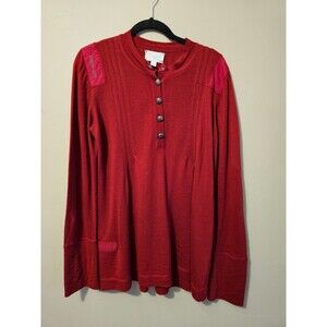 Verge New Zealand-wool blend burgundy sweater, metal buttons, size L